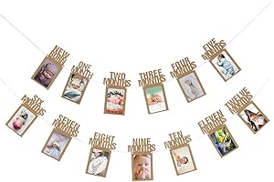 1st Birthday Monthly Photo Banner Garland for Newborn