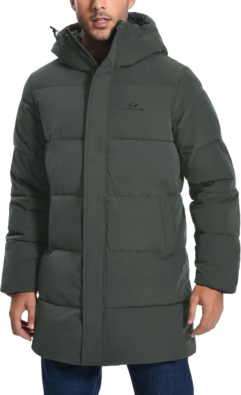 Pioneer Camp Mens Long Winter Coat Hooded Waterproof Insulated Puffer Jacket Thicken Puffy Warm Down Windbreaker Parka - Image 2