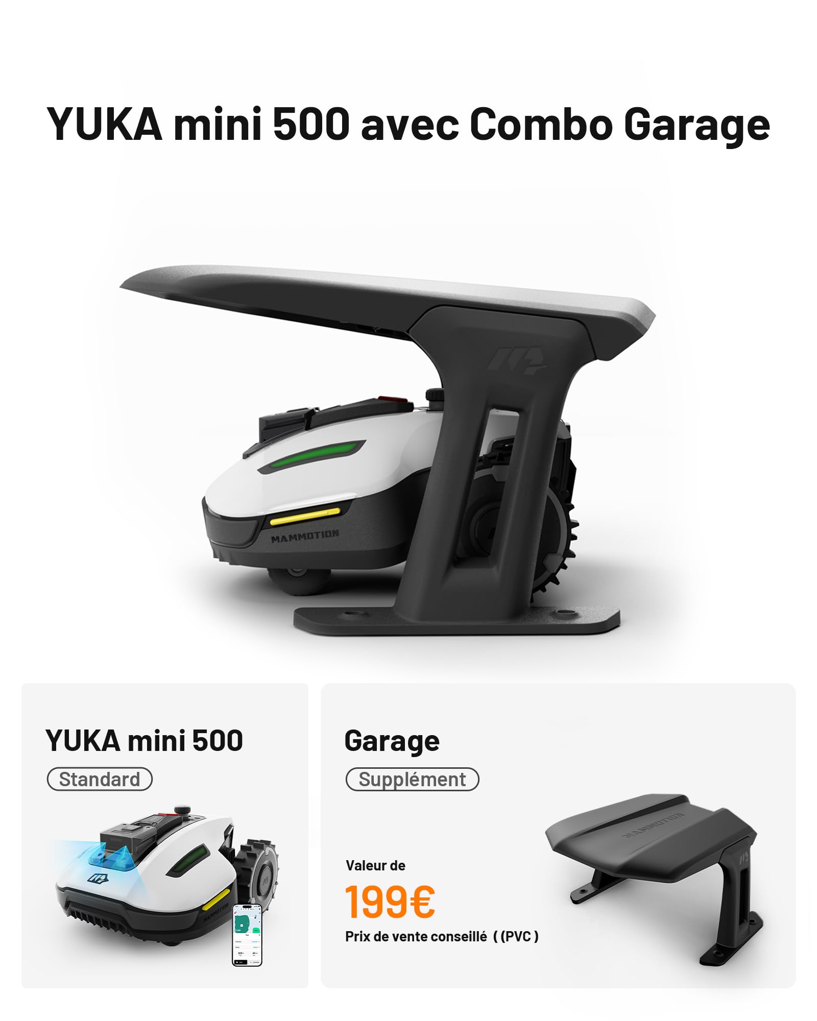 MAMMOTION Tondeuse Robot YUKA Mini 500 avec Garage Combinées - vue 2