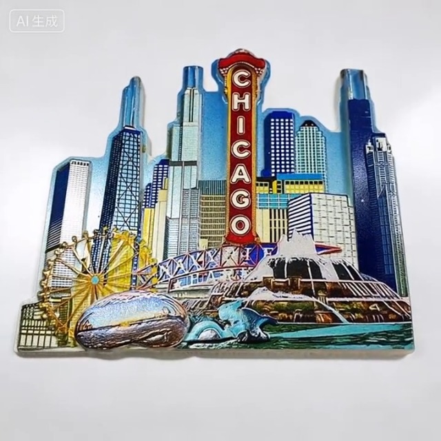 Imán 3D Skyline Chicago, Monumentos Icónicos miniatura 4