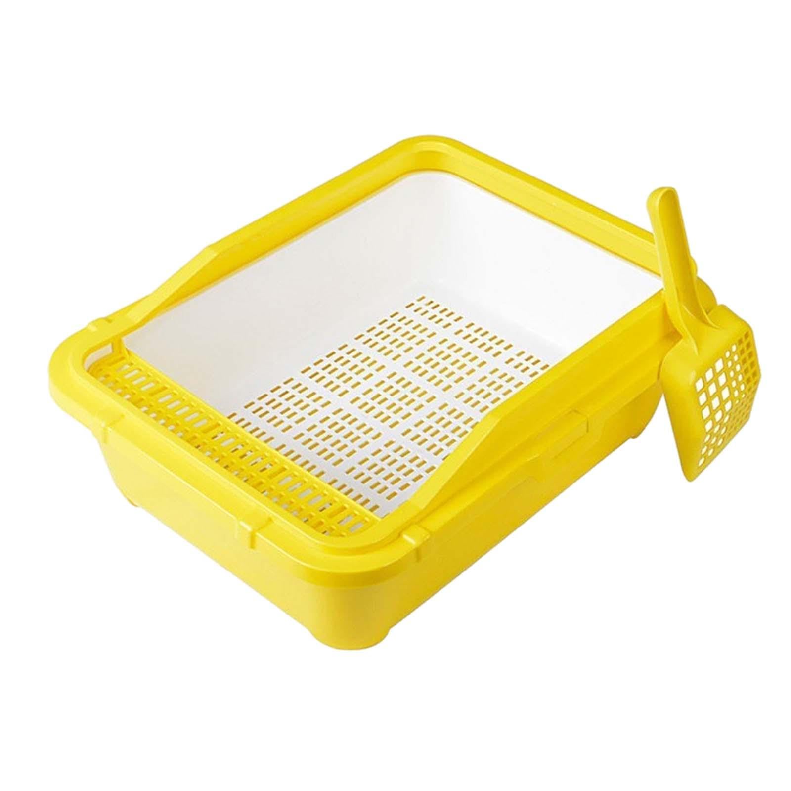 kuweta, Kuweta dla kota Otwarta kuweta Odporna na zachlapania piaskownica Kotek Nocnik Toaleta z wysokimi ściankami wszystkie rodzaje żwirku kotów(Yellow)