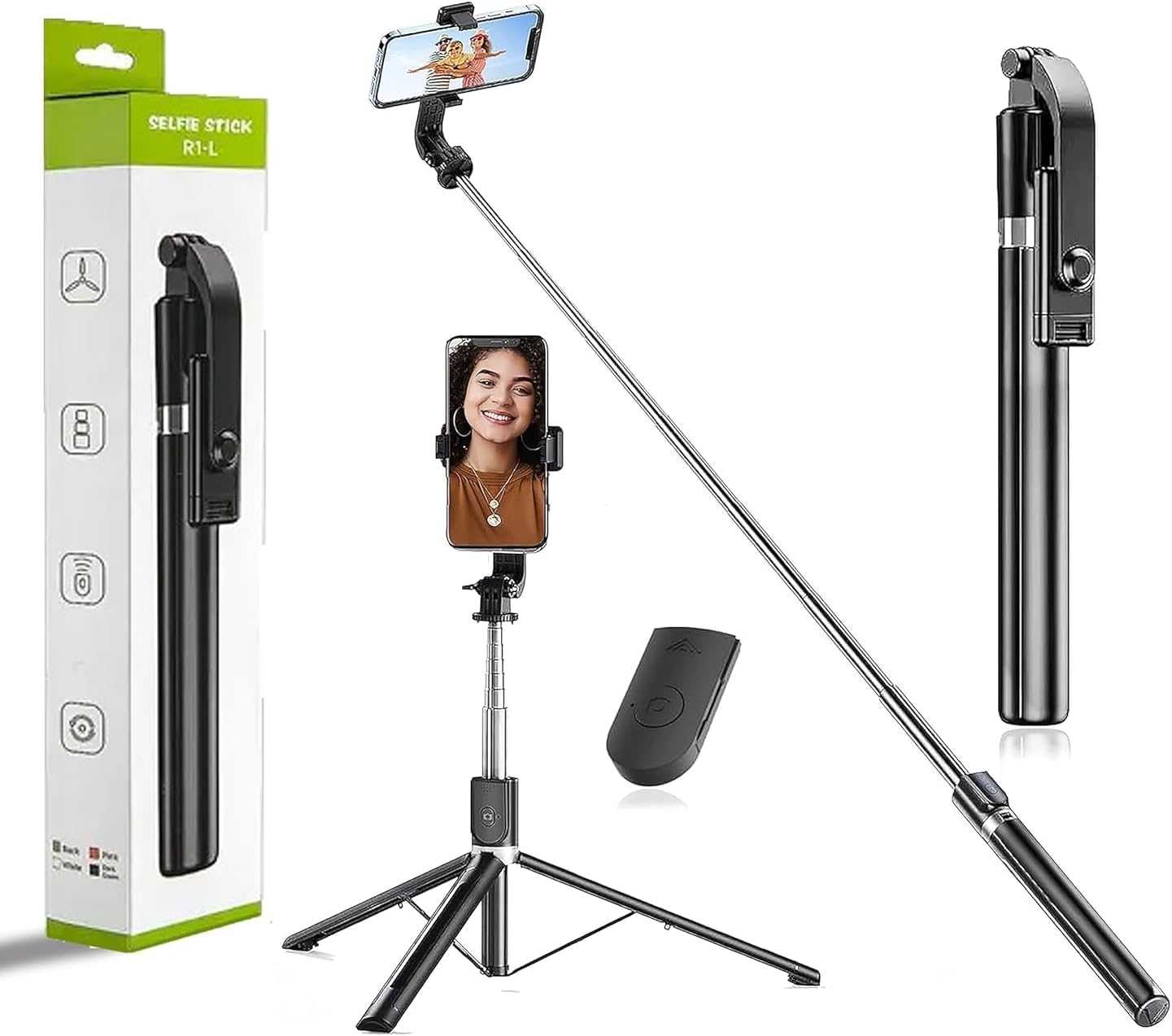 HB PLUS R1L Selfie Sticks with Wireless Remote 3-in-1 Multifunctional Selfie Stick with Tripod Stand Compatible with iPhone/OnePlus/Samsung/Oppo/Vivo and All Phones (R1-L)-picture-23