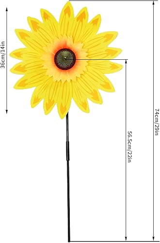 Miniatura 2 de Molinillos de viento grandes para jardín, patio, fiesta, decoración al aire libre (molinillos de girasol de plátano)