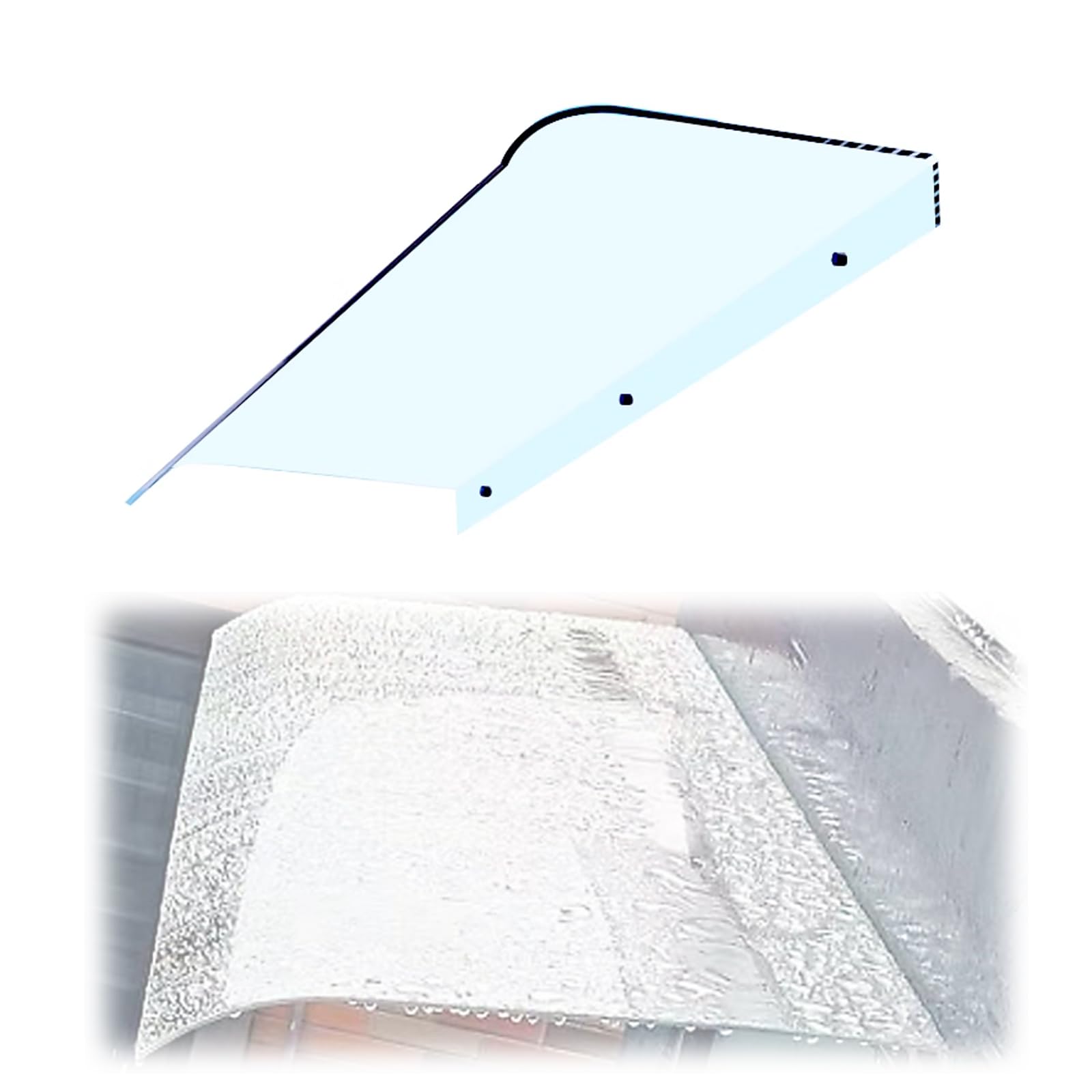 GJMSSMY UV Protection Polycarbonate Door Canopy, 3.5mm Thick Awning for Outdoor Use, Clear Patio Cover, Weatherproof Shelter for Entrance (50x70cm/20x28)