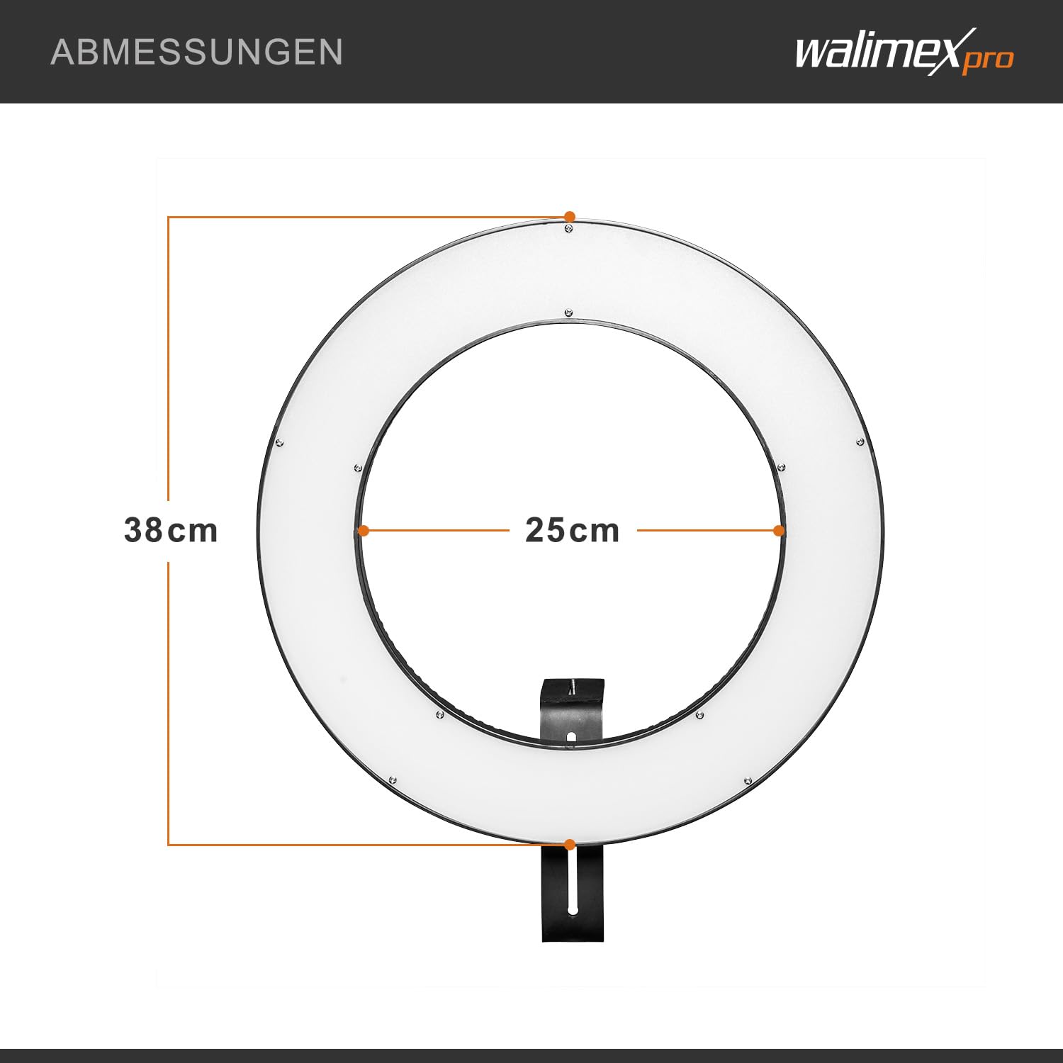 Walimex pro Anillo de luz LED 380 Bicolor 23 W, Potente Anillo de luz con sectores conmutables, Anillo Luminoso Regulable, lámpara de vídeo con Accesorios para cámara y Smartphone