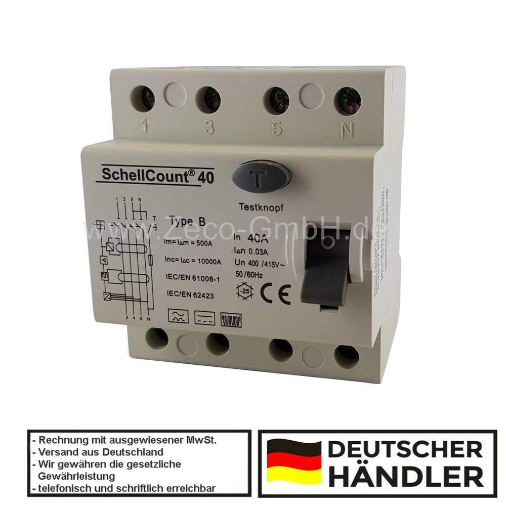 Allstromsensitiv Fehlerstromschutzschalter RCCB 40A 4-pol.Typ B Ladegerät Elektroauto Wallbox