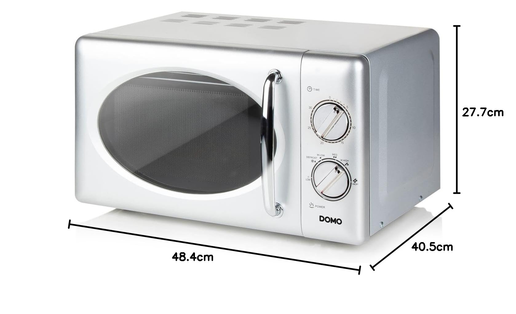 Domo DO3025 - Microondas (temporizador, 6 niveles de potencia, 25 litros, 900 W), color plateado y gris