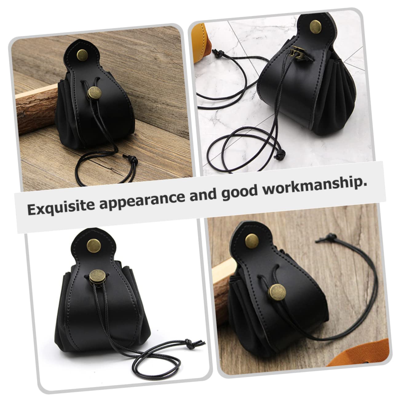YARNOW 4 Pezzi Custodia Per Dadi Segnale Custodia Per Dadi Nera Viaggio Piccolo Buste Polvere Marsupio Gioco Sacchetto Di Perline Di Gioco Compatto Vassoio Pelle