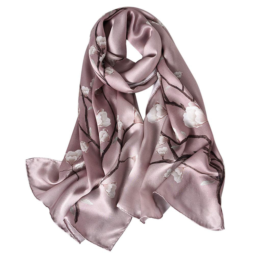 STORY OF SHANGHAI Sciarpa di 100% Seta da Donna Foulard Chiffon con Fantasie Orientale Semi-Trasparente