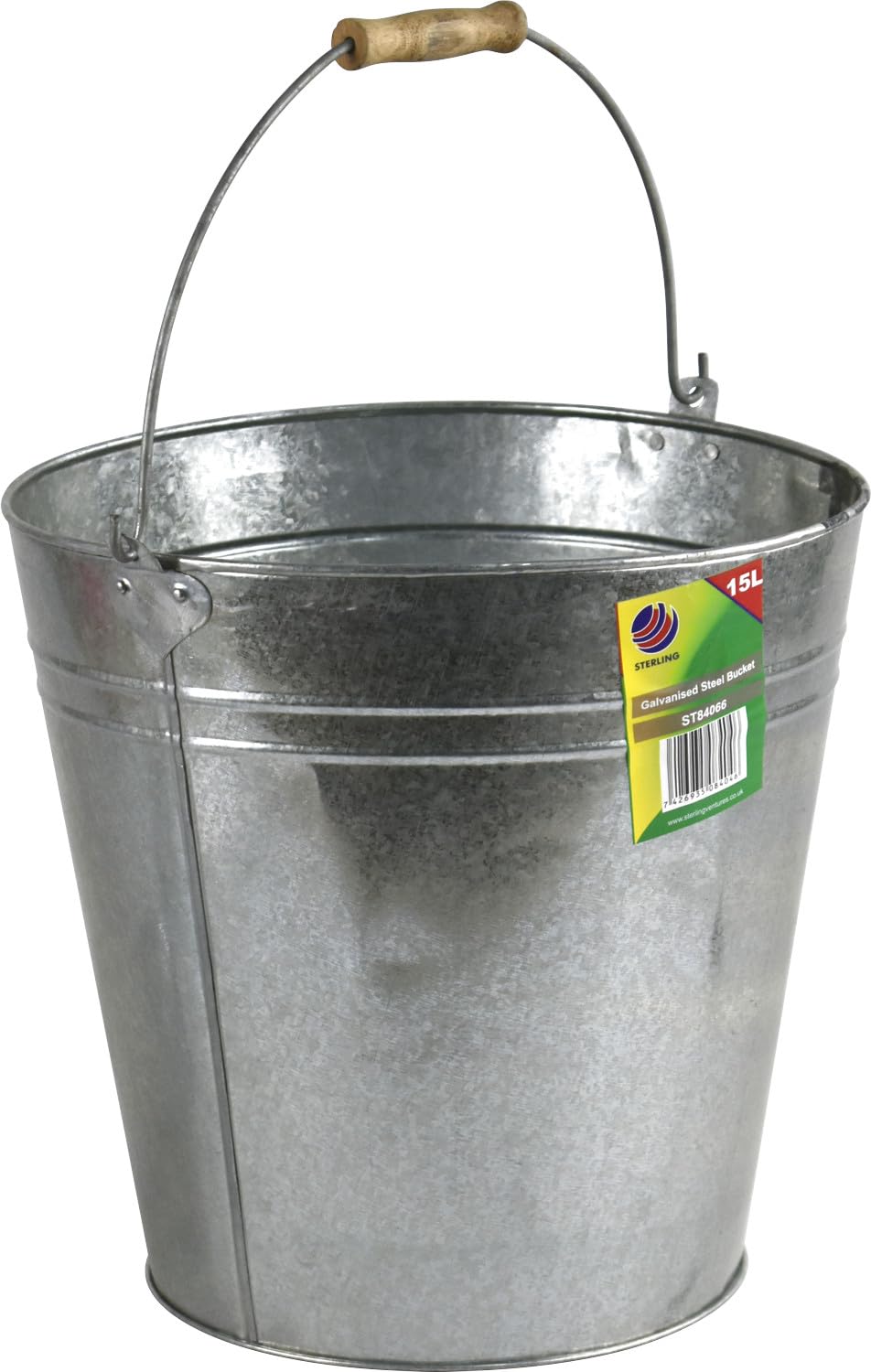 Galvanised Steel Bucket Metal Pail Rust Proof with Steel Handle (15L)
