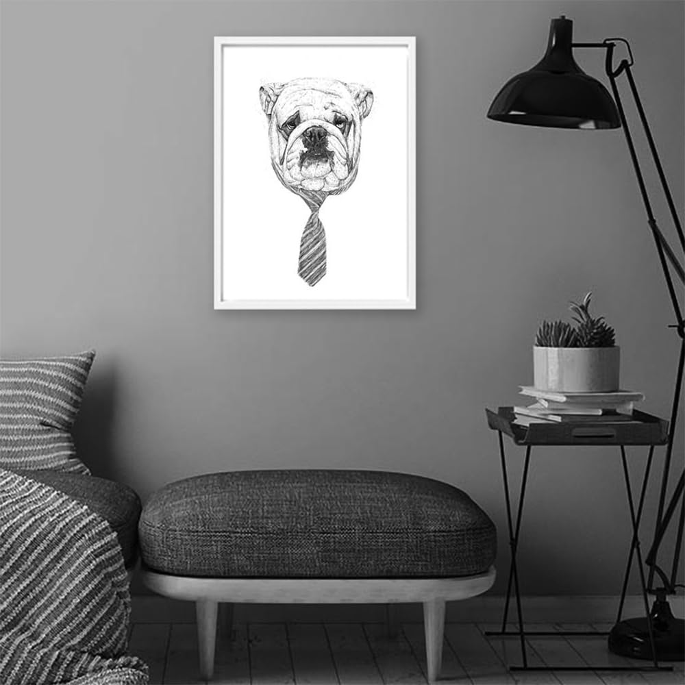 VERRE ART Printed Framed Canvas Painting for Home Decor Office Wall Studio Wall Living Room Decoration (14x22inch White Floater) - Cooldog Print