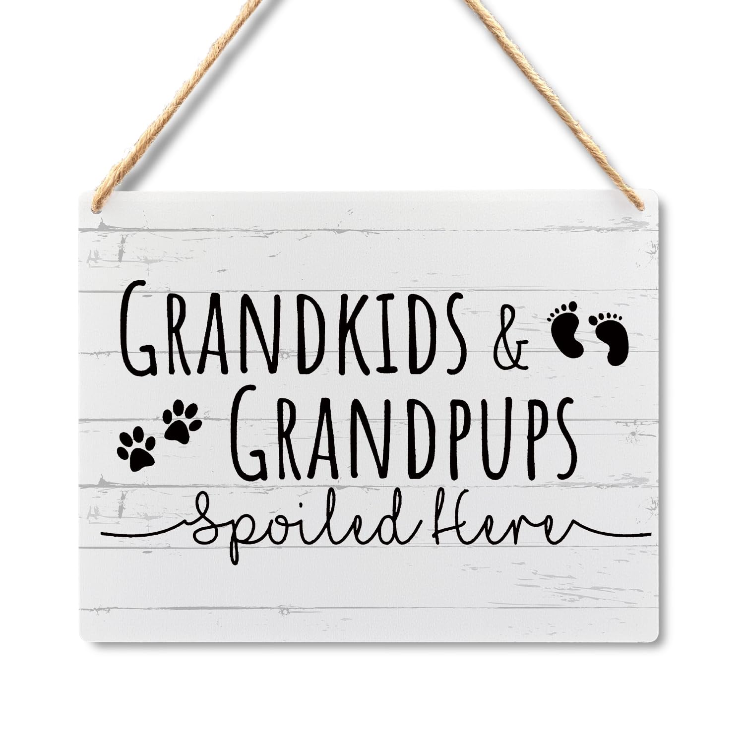 Absnfatu Grandkids and Grandpups Spoiled Here Sign - Gifts for Grandparents, Funny Grandparents Hanging Wooden Plaque, Grandparents Sign, Dog Grandma