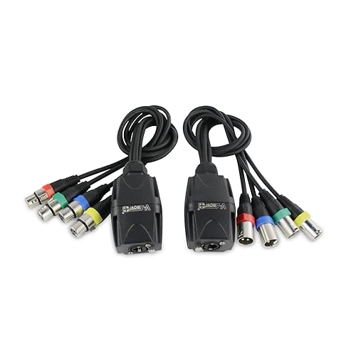 V-Show Cat 5 Snake RJ45 DMX Split Box - Divisor de cable RJ454 x XLR de 3 pines macho y hembra a 1 adaptador de cable de red Ethercon