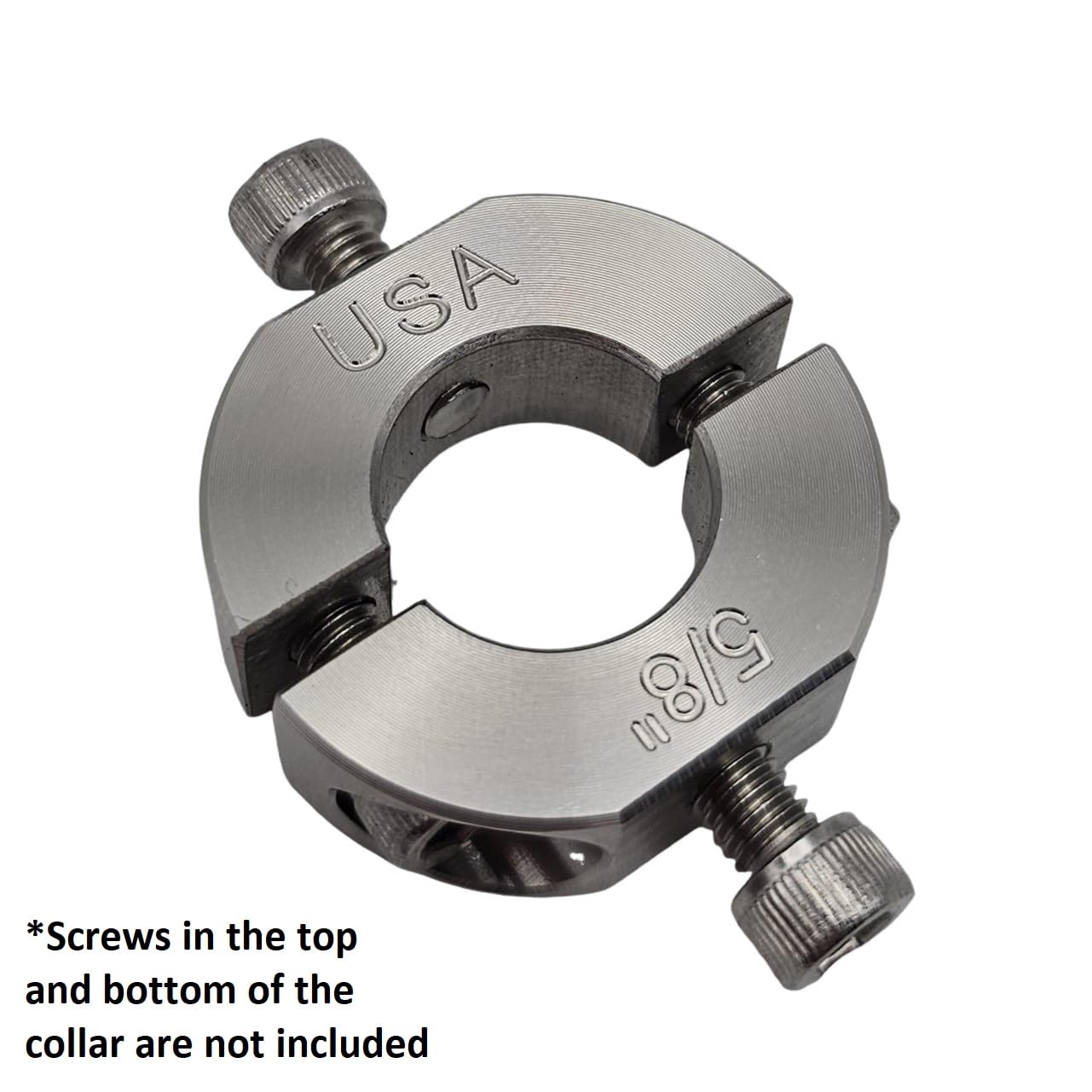 – 0.625" Bore Diameter – Mountable Clamping Two Piece Shaft Collar - 303 Stainless Steel (1 Pack)