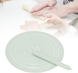 Pastry Mat Non Slip Mat for Cake Turntable, Round Silicone Baking Mat Dough Mat, Rolling Mat Pie Crust Mat for Baking Dough, Pizza, Pie Crust, Pastries, Pasta, Cookies(green)