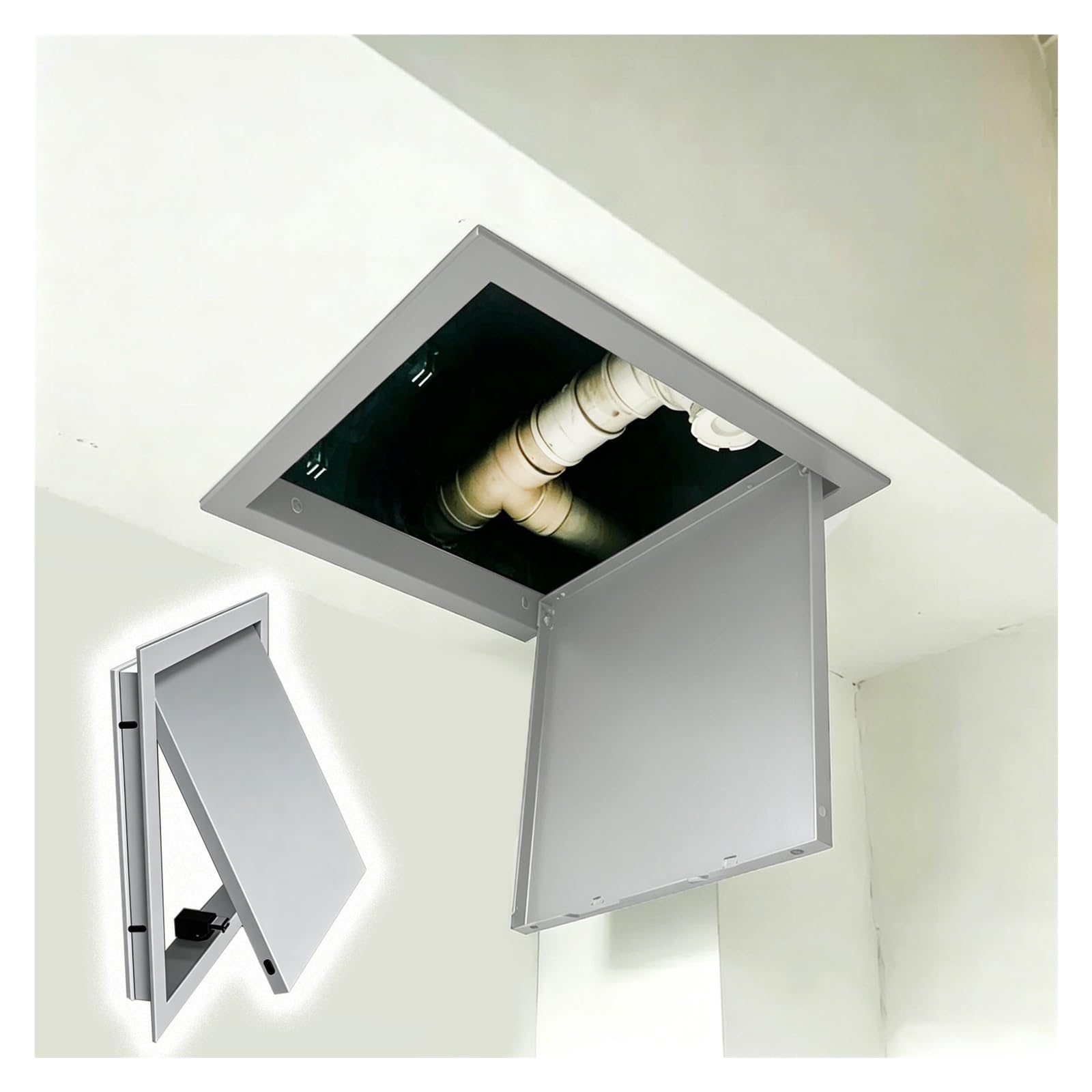 Ceiling Access Panel for Plumbing, 8x8 10x10 12x12 16x16 24x24in Push-Type Breaker Box Inspection Hatch, Waterproof Shower Wall Hole Cover(Gray,24X24in (61x61cm))
