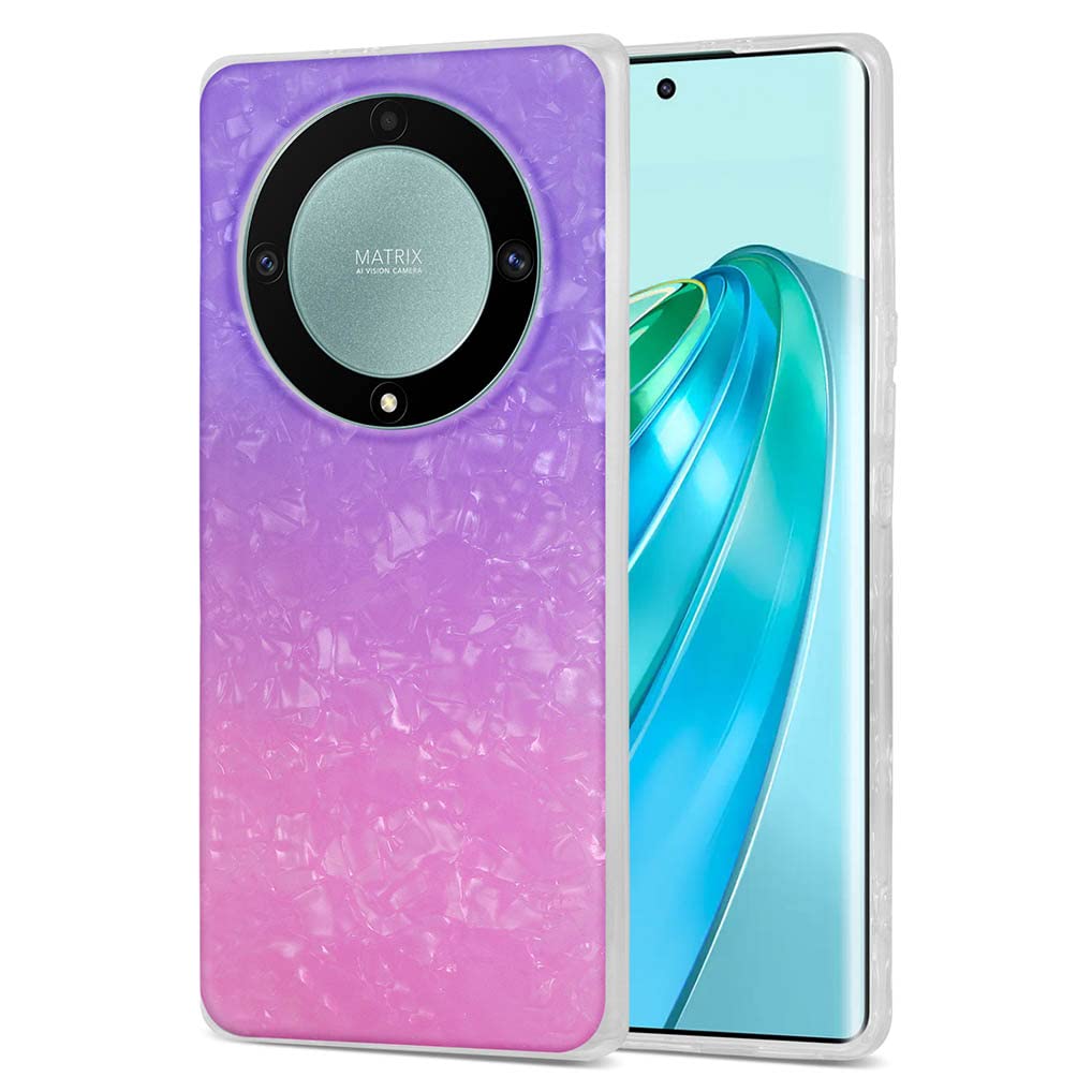 SEAHAI Cover per Honor Magic 5 Lite 5G (Magic5 Lite), Custodia Protettiva Ultra Sottile ed Elegante in Silicone TPU, Vetro a Colori Sfumato AntiGraffio Antiurto Case, Rosso Elegante