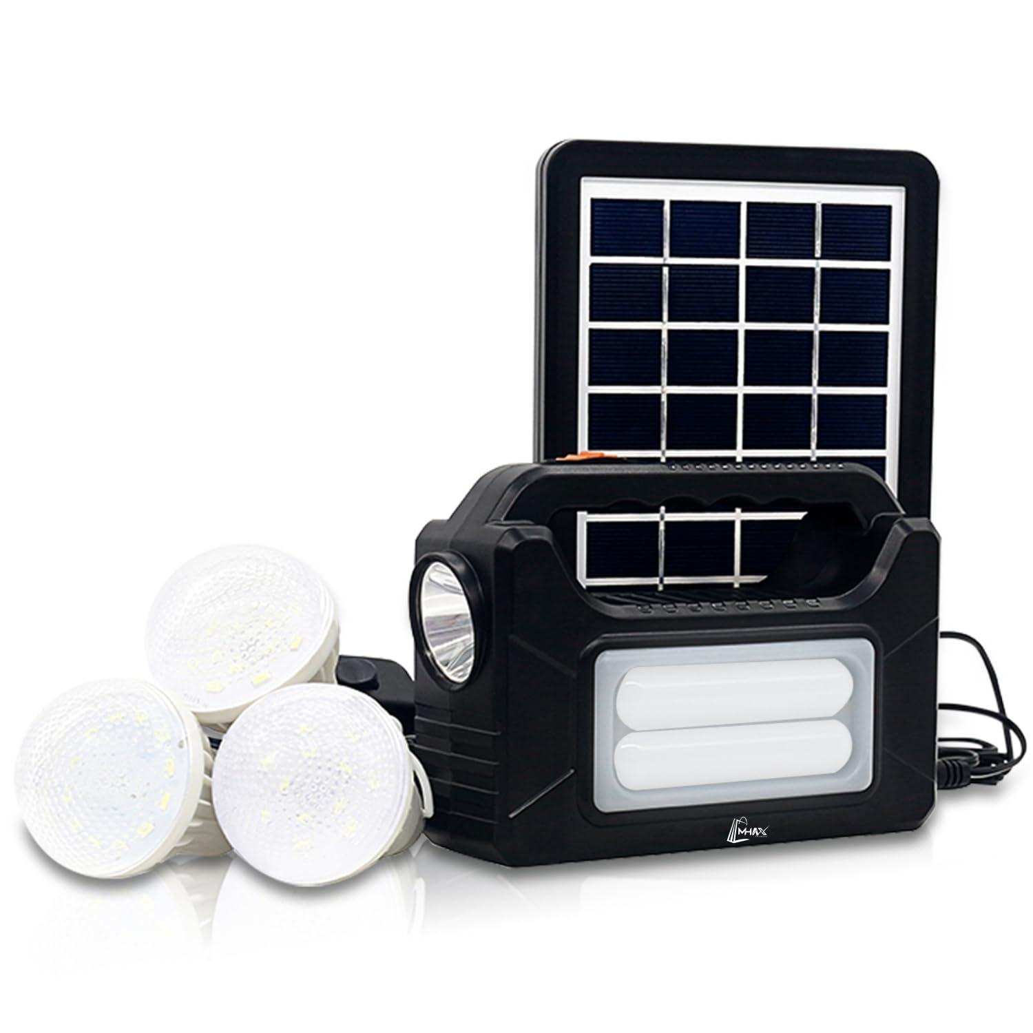 Mhax Solar Rechargeable Generator Kit 9W with 4000mAh Battery, Portable Power Inverter with USB, LED Lights & AC Charging – Emergency Backup Power Supply-image-7