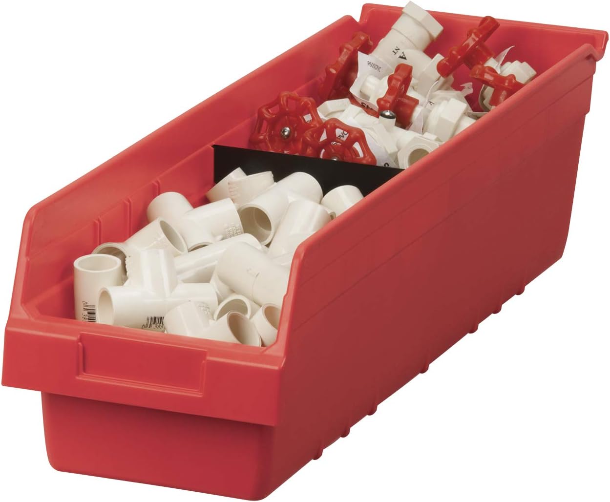 Akro-Mils 30094 Plastic Nesting ShelfMax Storage Bin Box, (24-Inch x 6-Inch x 6-Inch), Red, (10-Pack)