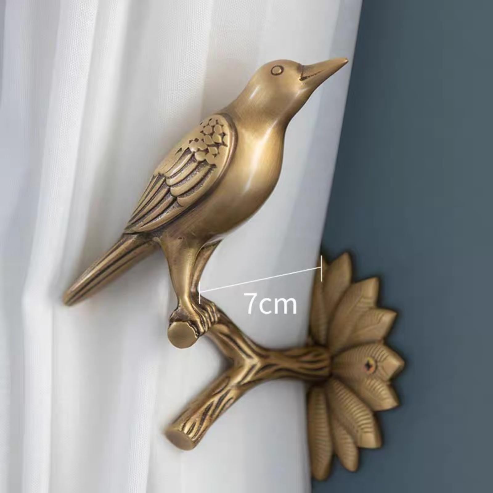 kowaku Crochet Rideau Oiseau Embrasse Rideau Patère Murale Support Draperie Design Rétro avec Feuille Tenue Soignée des Draperies Convient au Salon Chambre Décoration Campagne