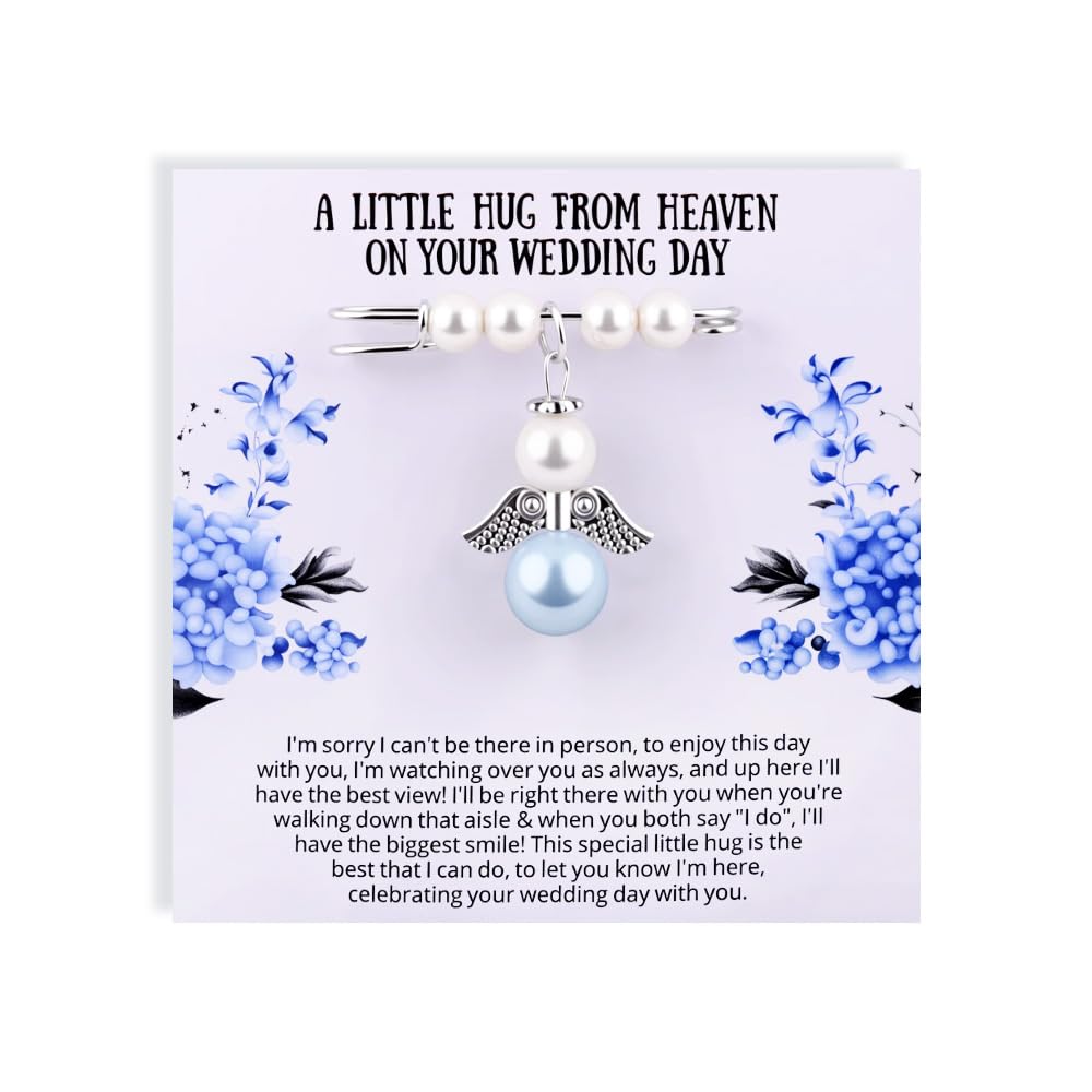 Wedding Memorial Pin for Bride A Little Hug from Heaven Angel Charm for Bridal Bouquet Dress Brooch Pin for Women Wedding Keepsake Gifts for Bride