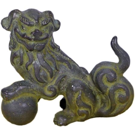 Amazon 置物 文鎮 青銅製 獅子 狛犬 こまいぬ 座 大 梅都工房作品 置物 オブジェ オンライン通販