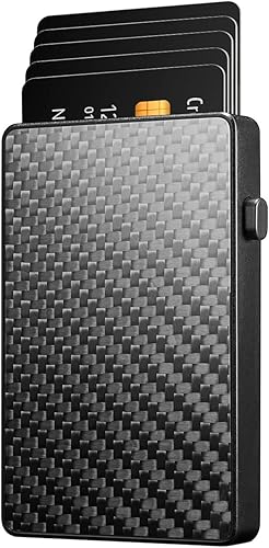 NEW-BRING Pop Up Card Wallet for Men Minimalist Credit Card Holder Slim Carbon Fiber Wallet RFID Blocking(Carbon Fiber)