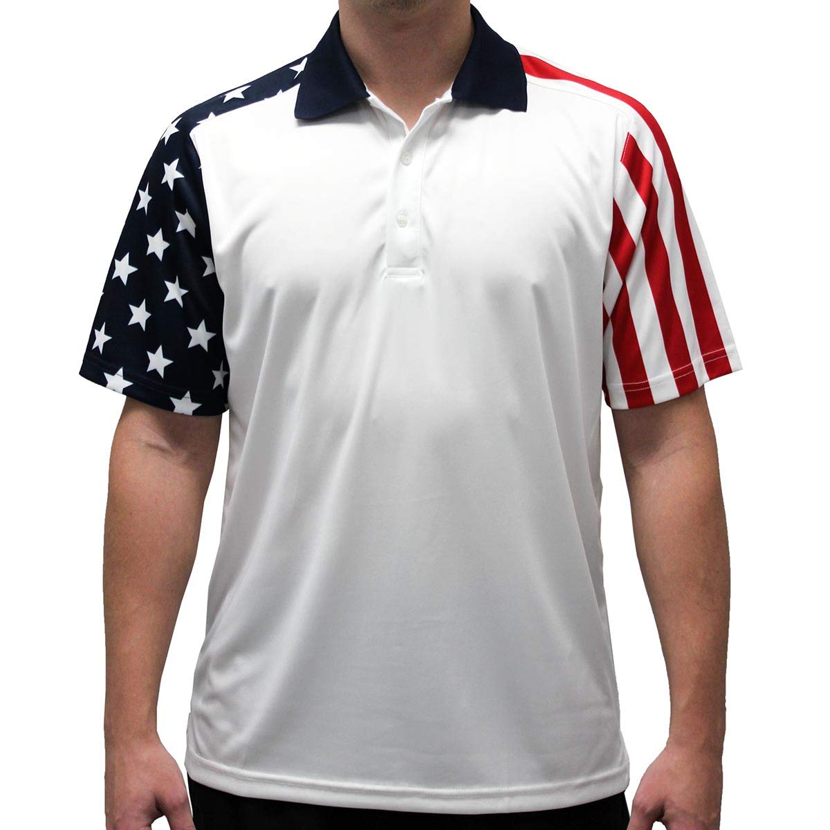 TheFlagShirtMen's Patriotic Performance Golf American Flag Classic Fit Polo Shirt