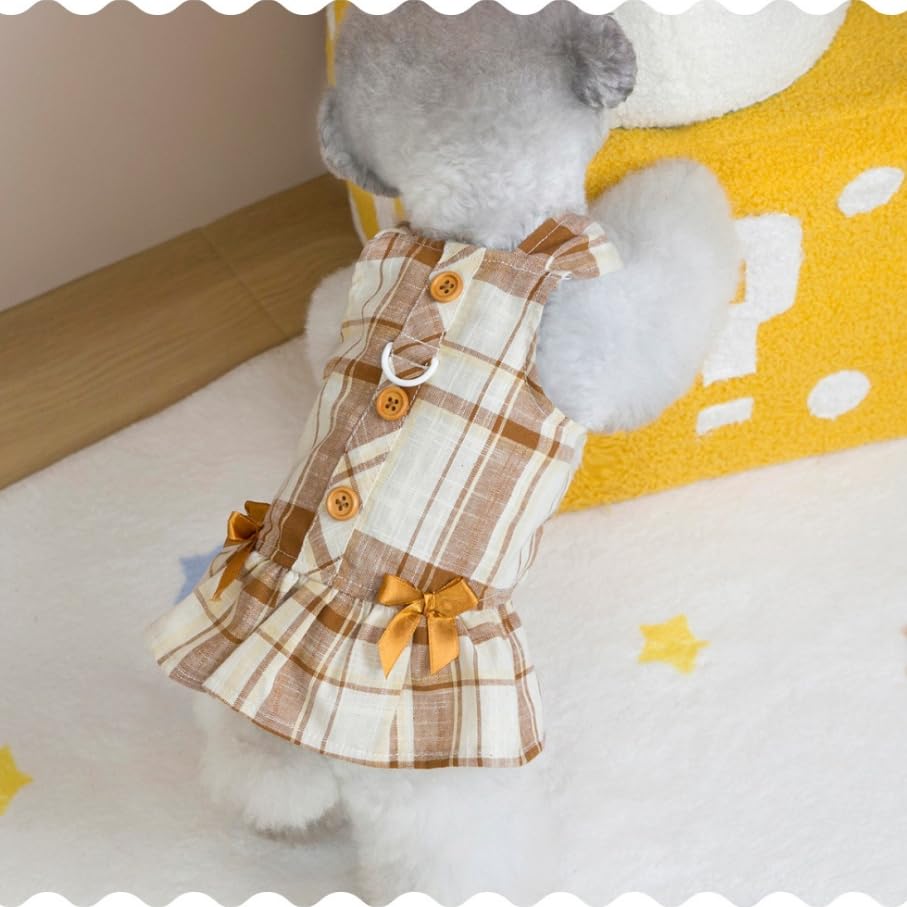 Robe légère pour chien vêtement chat de petite taille avec attache laisse - 4