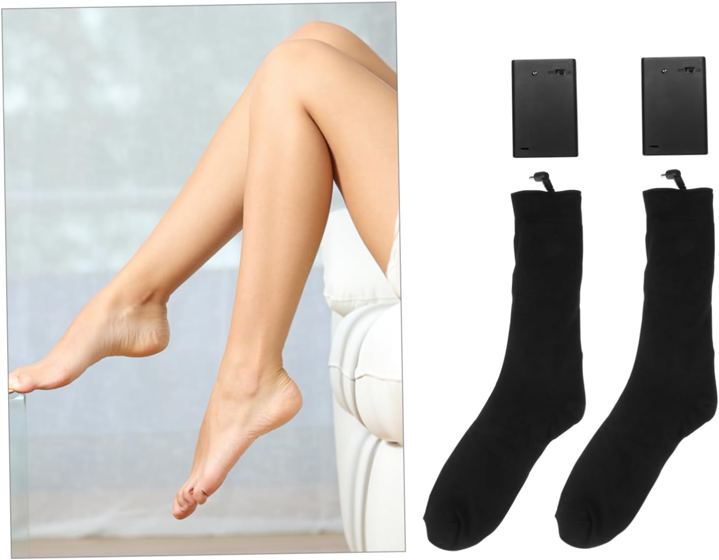 Kisangel Battery Heated Socks for Adults Thermal Socks Energy Saving Heating Soft Cotton Warmth for Outdoor Use Batteries Not Included