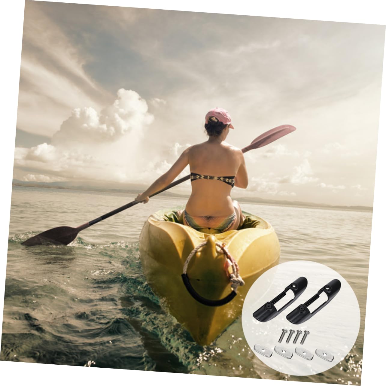 BESPORTBLE Kayak Paddle Clip Set Universal Paddle Holder with 2 Clips 4 Washers and 4 Screws for Canoe and Surfboard Essential Paddle Supplies for Kayaking and Canoeing