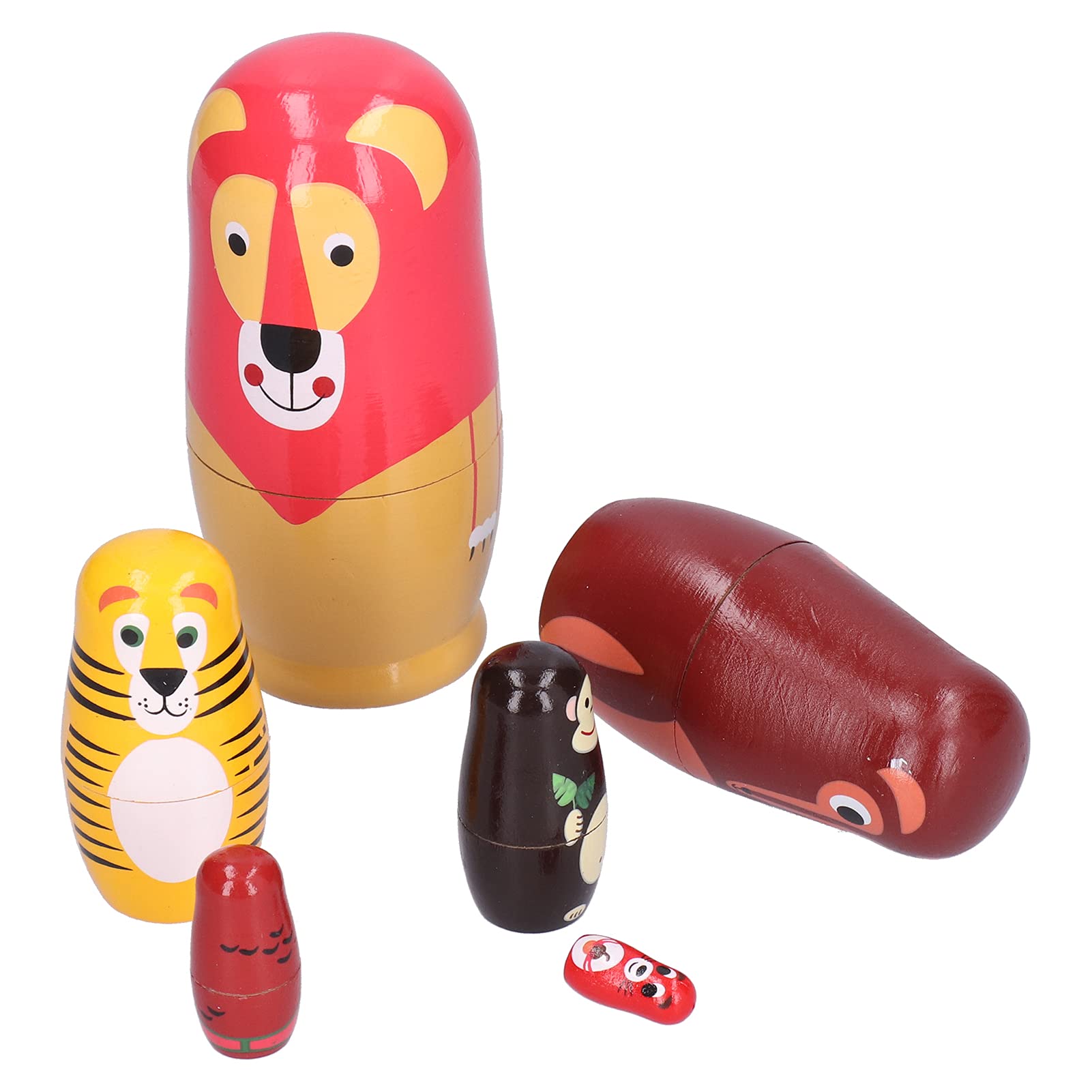 SIXRUN Russian Nesting Dolls, Wooden Handmade Animal Dolls, Unique Decor for Home and Kids Birthday Gifts