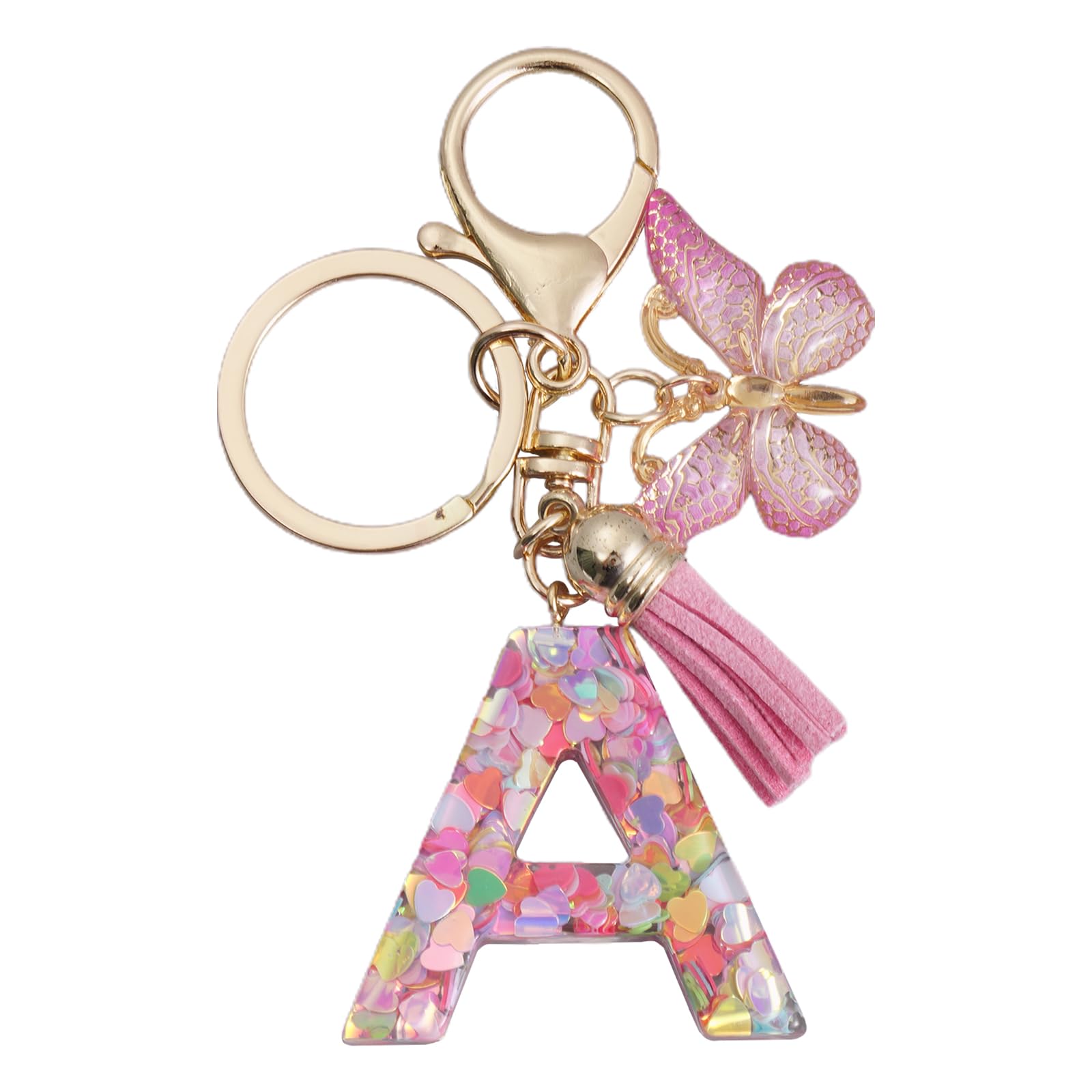 XGALBLA Sunflower Initial Letter Keychain - Tassel & Pearl Charm For Bag, Purse, Keys (Style 1, Letter H, Medium)