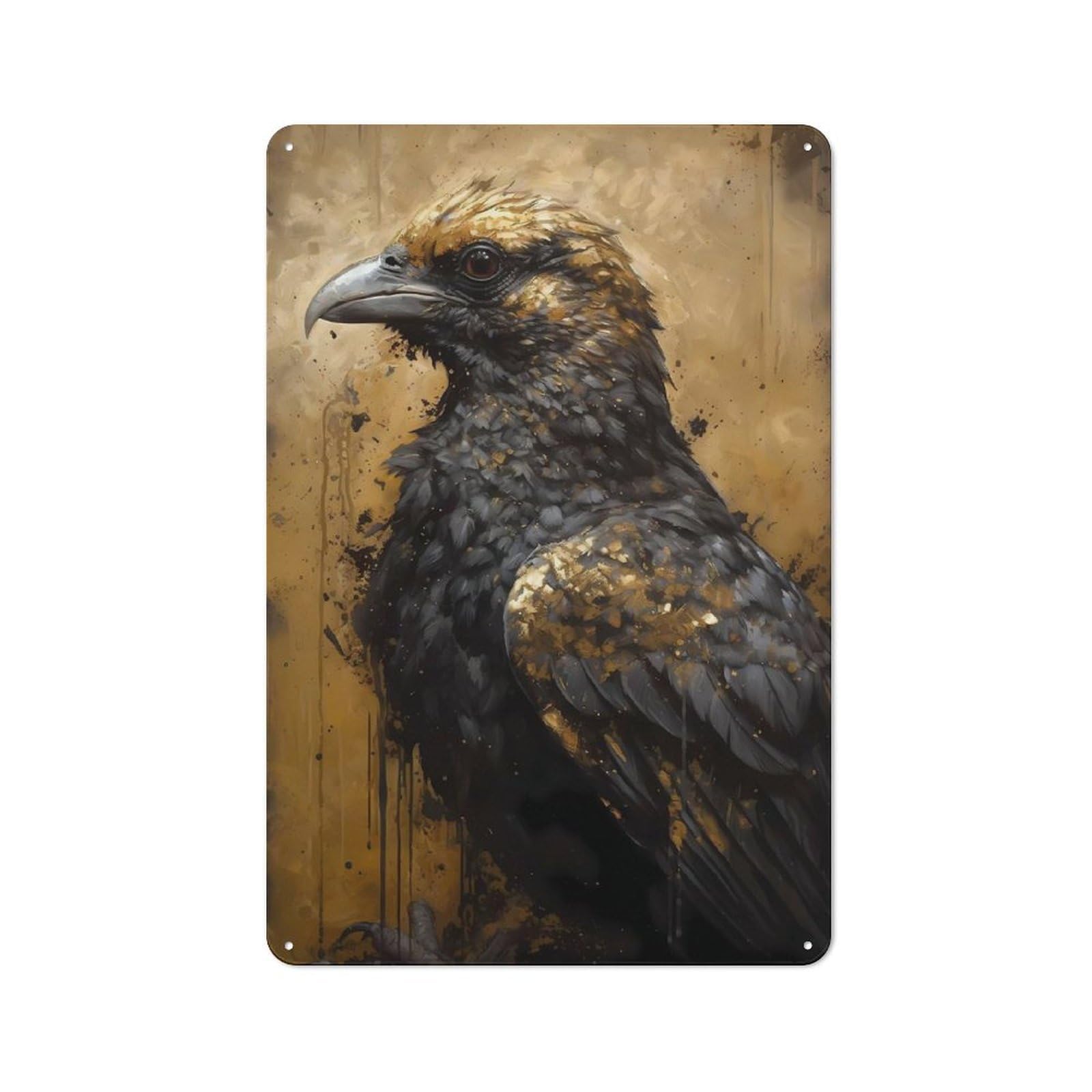 Decorative Metal Plaque with Falcon Fantasia Design 30x20cm, Loft Style Loft Wall Plaque for Modern Home, Workshop, Office Or Cafe
