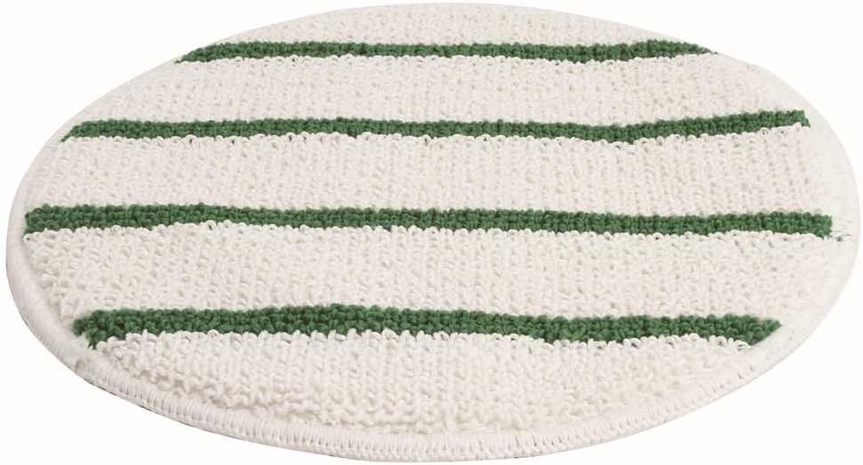 Renown REN02658 White Carpet Bonnet Pad, 19", Low Profile with Green Strips