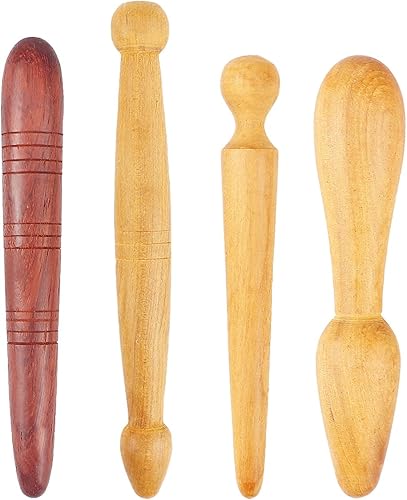 4 piezas de masaje de madera palo pequeño músculo raspador manual espalda cuello pie masajeador de madera lisa varilla de acupuntura punto