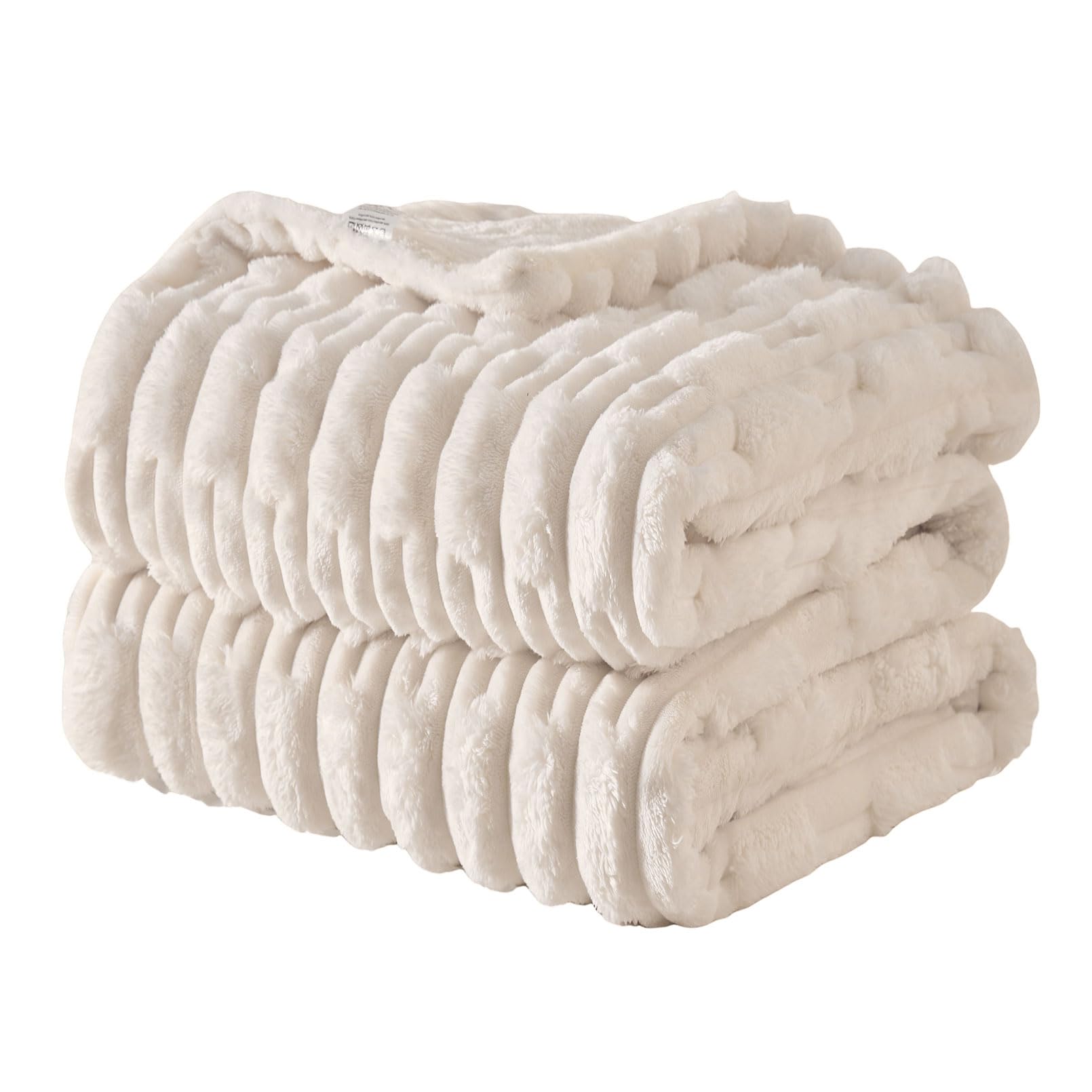Coperta soffice, con texture morbida, extra calda, per l'inverno, ideale come coperta per divano e copriletto, buon regalo per le donne (geometria beige, 200 x 230 cm)