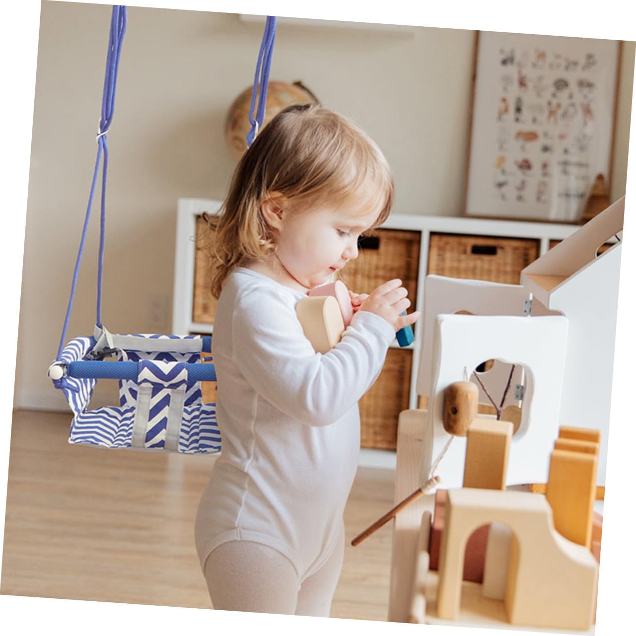 Outdoor Decorative Swing for Boy Girl Comfortable Canvas Hanging Swing Chair for Backyard Play and Family Bonding Easy to Clean Multi-Scene Use Bright Colors