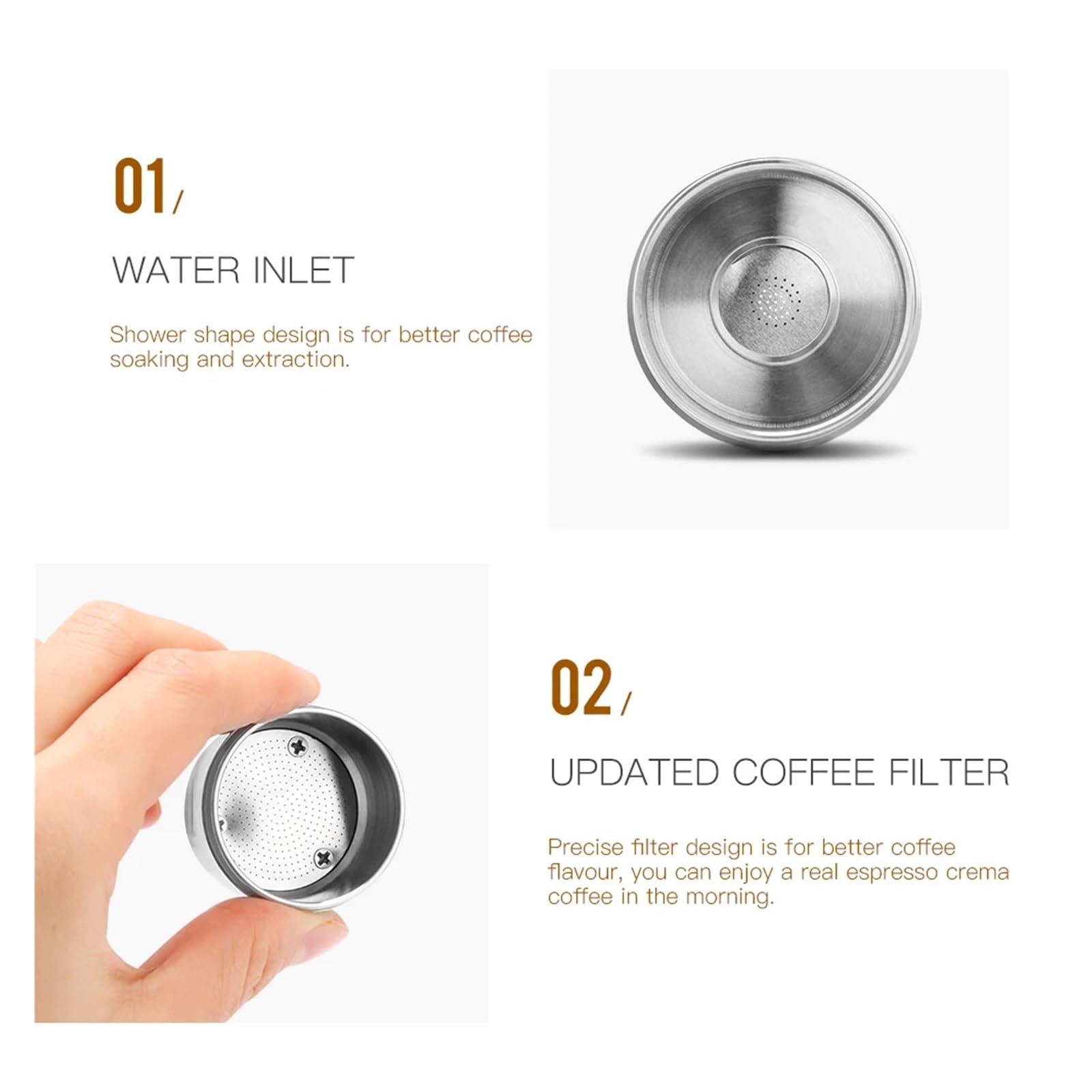 Filtro De Café Reutilizable De Acero Inoxidable, Compatible Con Cápsulas Rellenables, Compatible Con ILLY,Y3 Y3.2 Y5 Y1.1 X8 X9Mahine(2pcs)