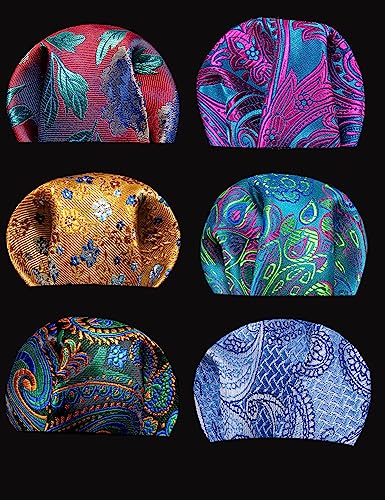 Image of Barry.Wang 6 PCS Men Ties Set Silk Business Fashion Woven Necktie Handkerchief Cufflinks Paisley Stripe Wedding Party