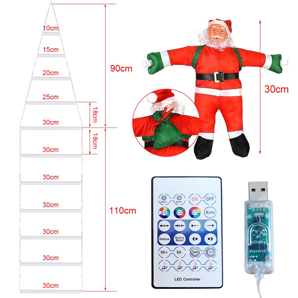 Weihnachtsmann Leiter Lichterkette 2M - Bunte LED-Deko Für Innen & Außen