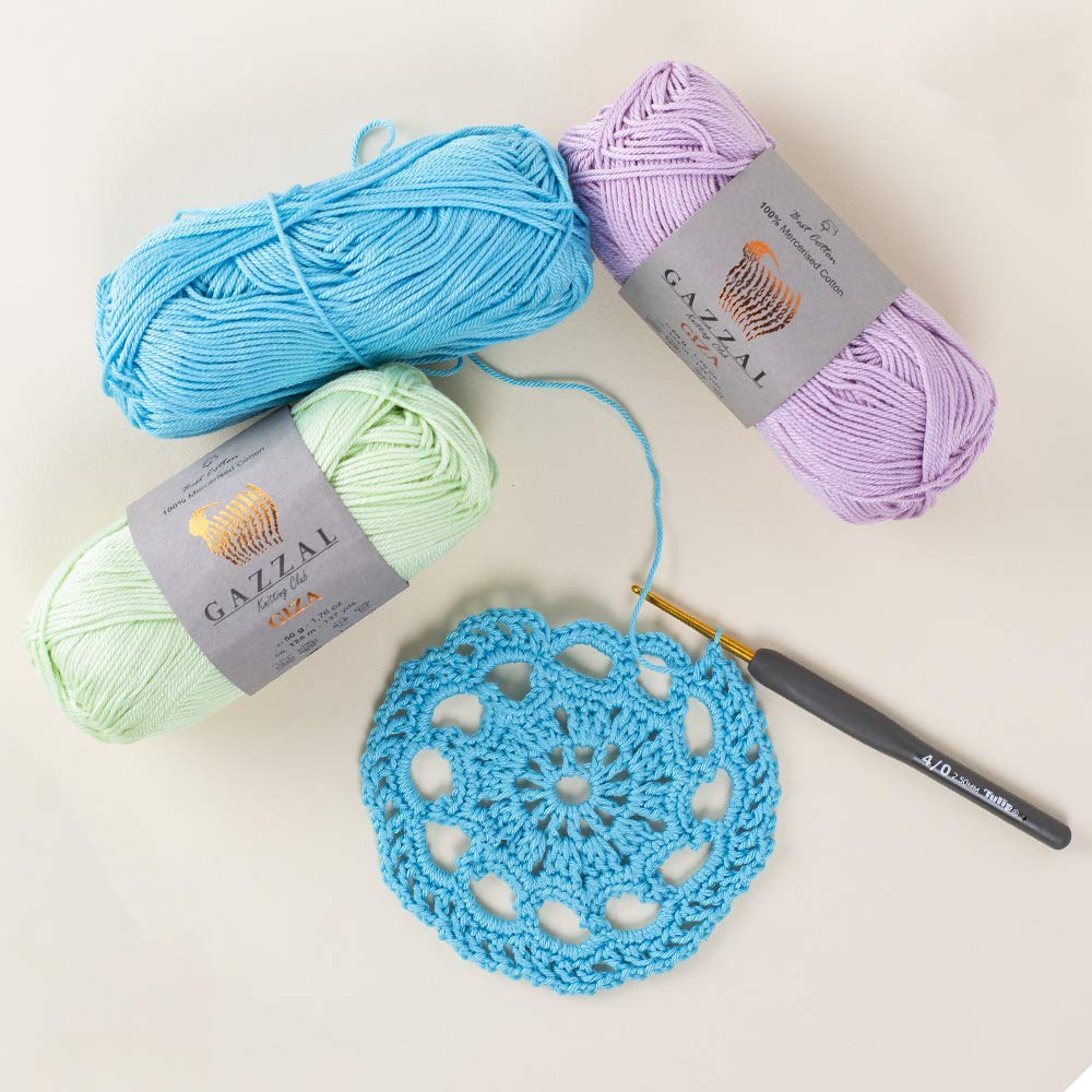 10 madejas (paquete) Giza, 100% algodón mercerizado para Crochet, cada una 50 g (50 g) (125 m) fino 2