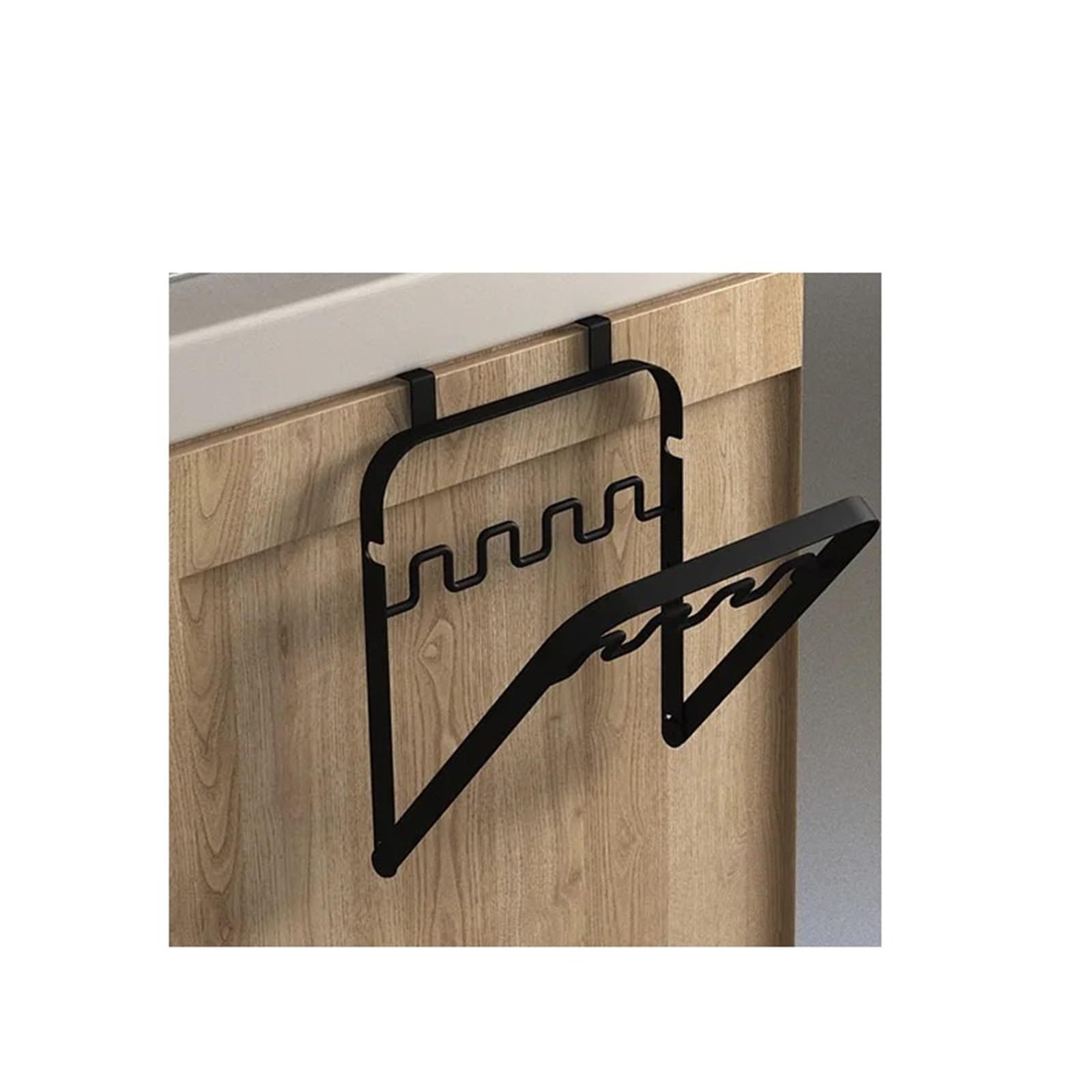 Irfhdcx Black Foldable Cabinet Door Hanging Garbage Bag Rack Hook For Kitchen