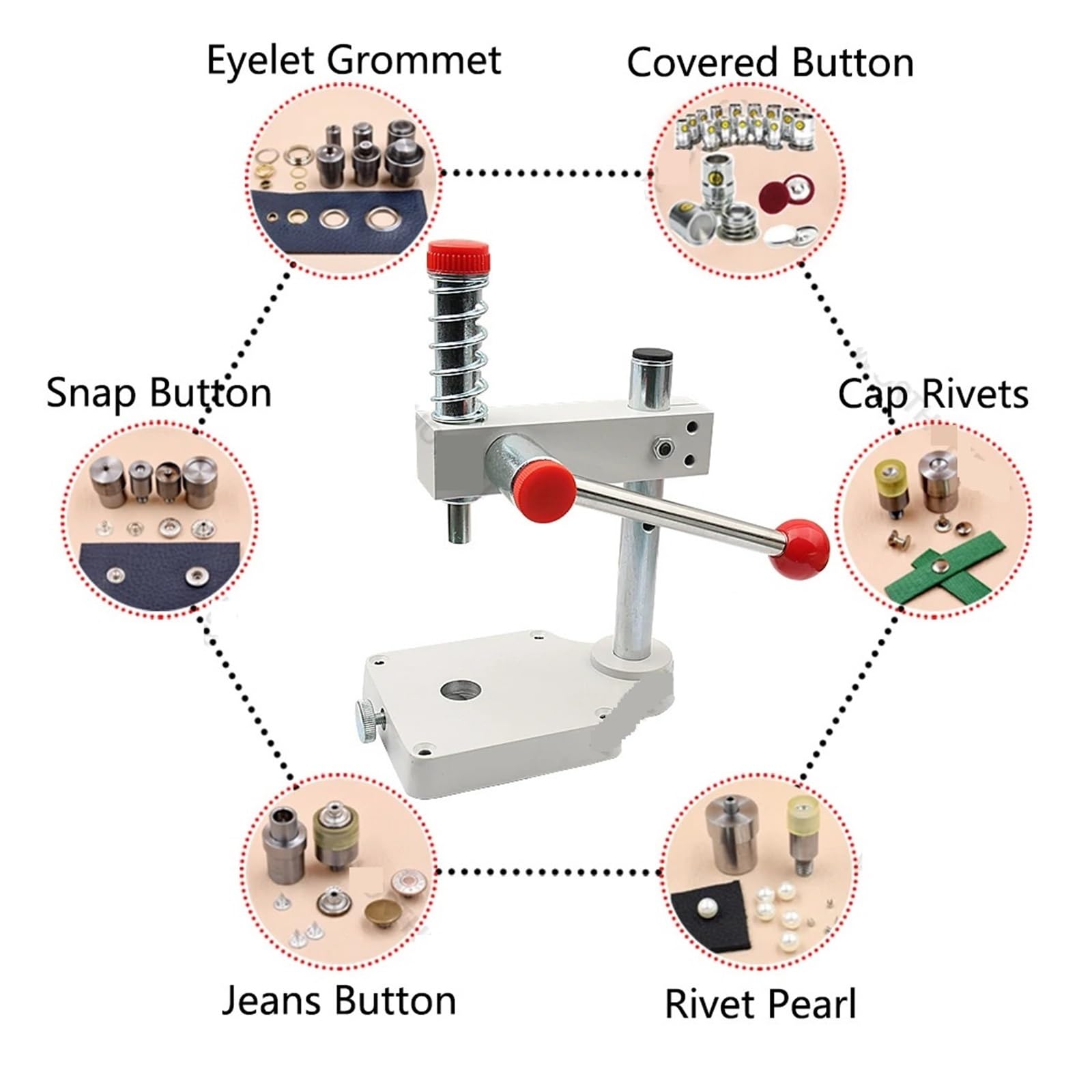 Rendimiento alto Prensa manual multifuncional for botones de tela recubiertos, remaches con tapa de perlas, accesorios hechos a mano Rendimiento alto