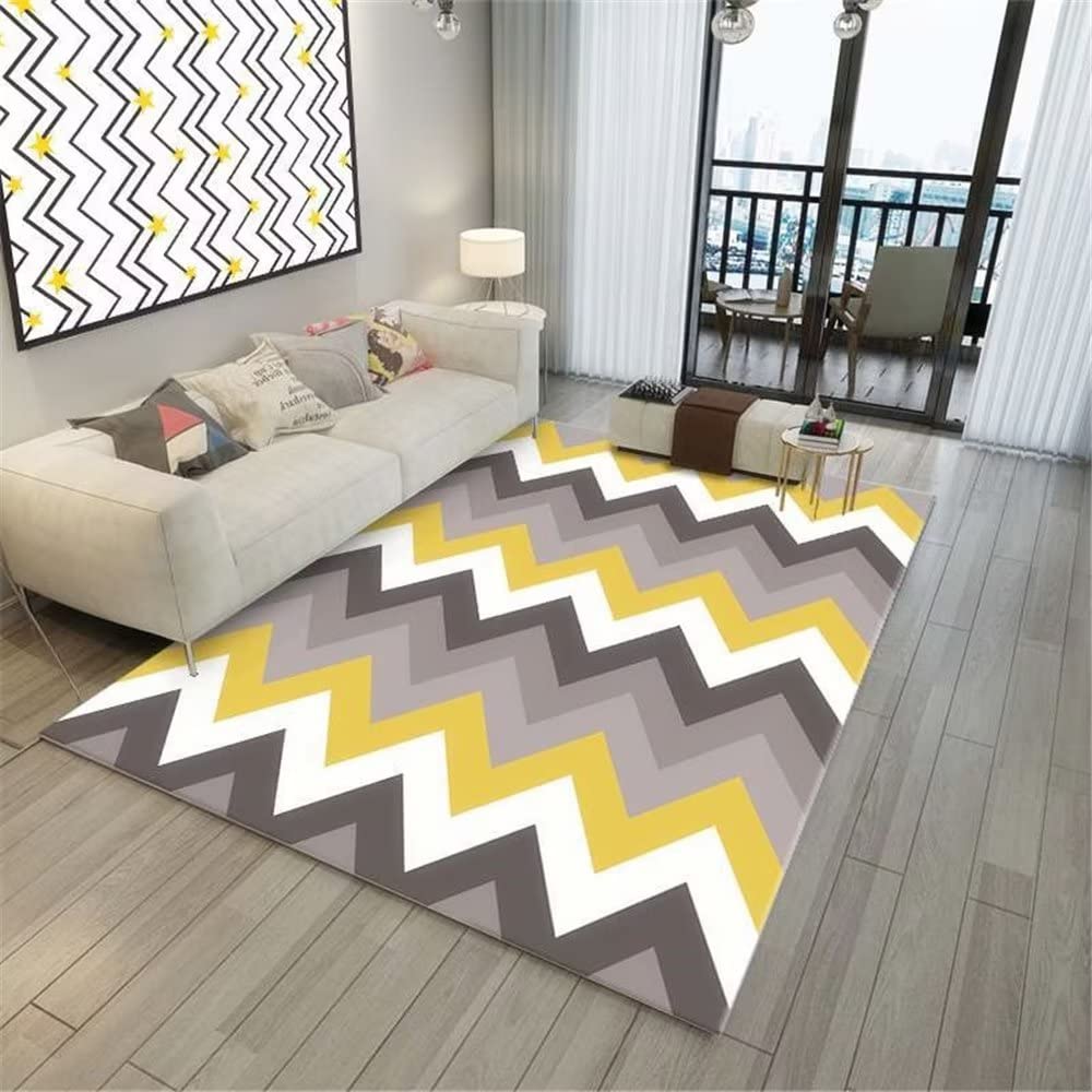Tapis extérieur balcon gris et jaune, moquette de salon moderne 50x80
