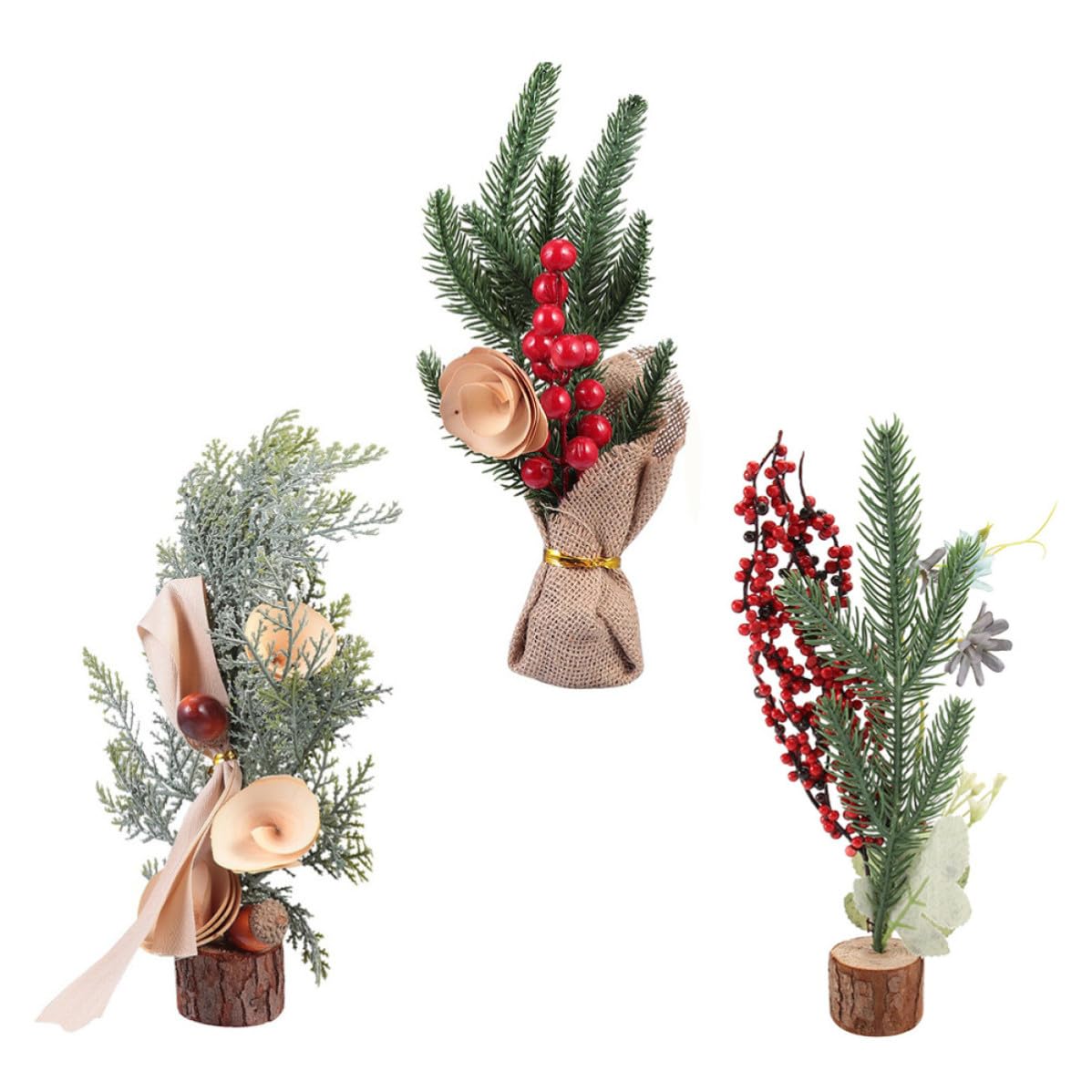 Árbol de Navidad artificial de mesa con frutas rojas para decorar tu oficina