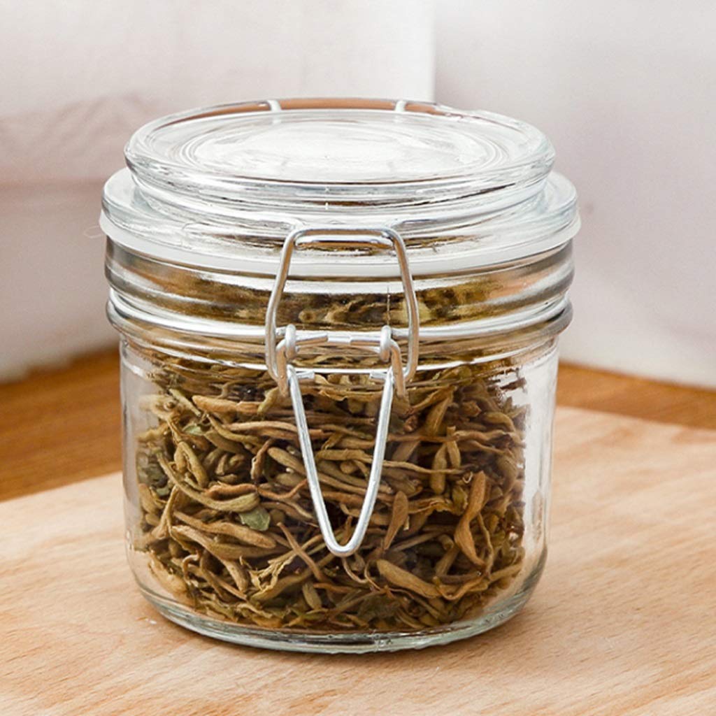 Tarros de té Botes de almacenamiento de vidrio transparente Botes de cocina y tarros de conservas con cierre hermético, cierre y gatillo hermético, tapas de vidrio transparente tarros de