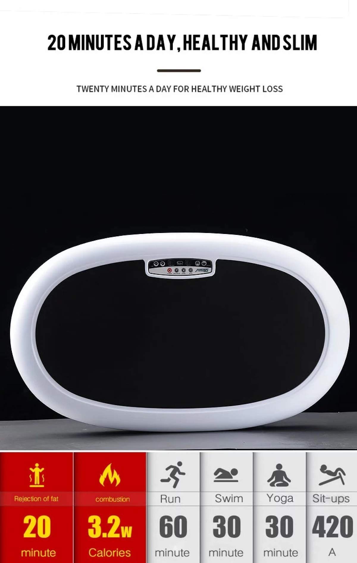 Pedane vibranti Piastra Vibrante Macchina per Esercizi Allenamento per Tutto Il Corpo Macchina per Massaggi Fitness con 5 modalità di Programma Carico Massimo di 220 libbre per Attrezzature per l'al