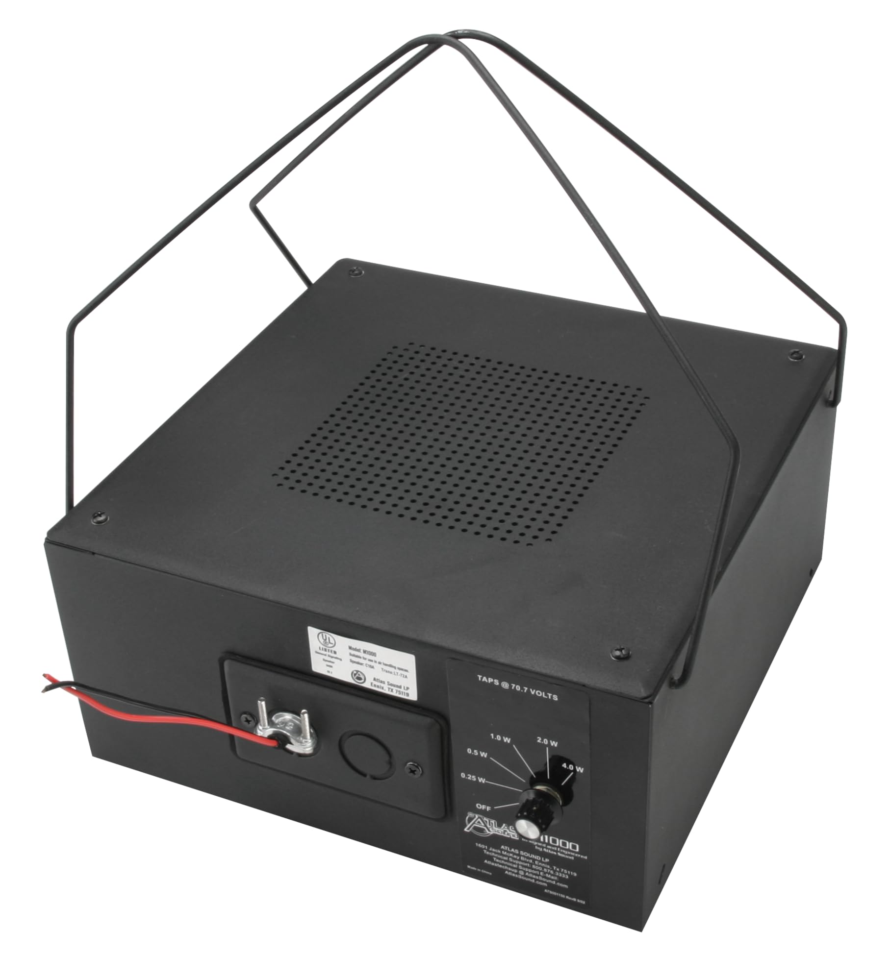 M1000 - 8" Dual Cone Sound Masking Speaker with 70.7V-4W Transformer and Enclosure (Black, Single)