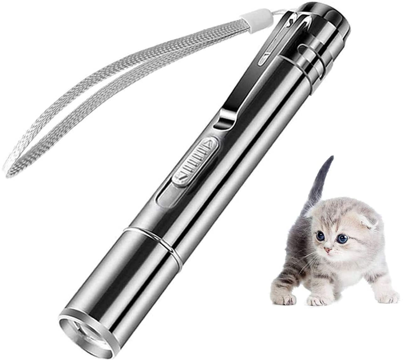 Mumoo Bear - LED Pointer Cat Dog Toy, Rechargeable via USB 7 in 1 and 5 Patterns LED Pointer Multifunctional Pet Interactive Toy, Cat Toy for Pets Training Devic